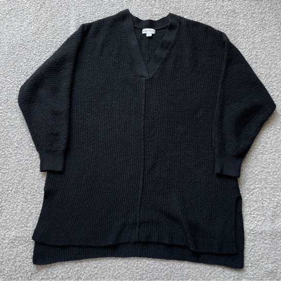 Ava & Viv Sweaters - Ava & Viv | Black V-Neck Oversized Sweater | 3X